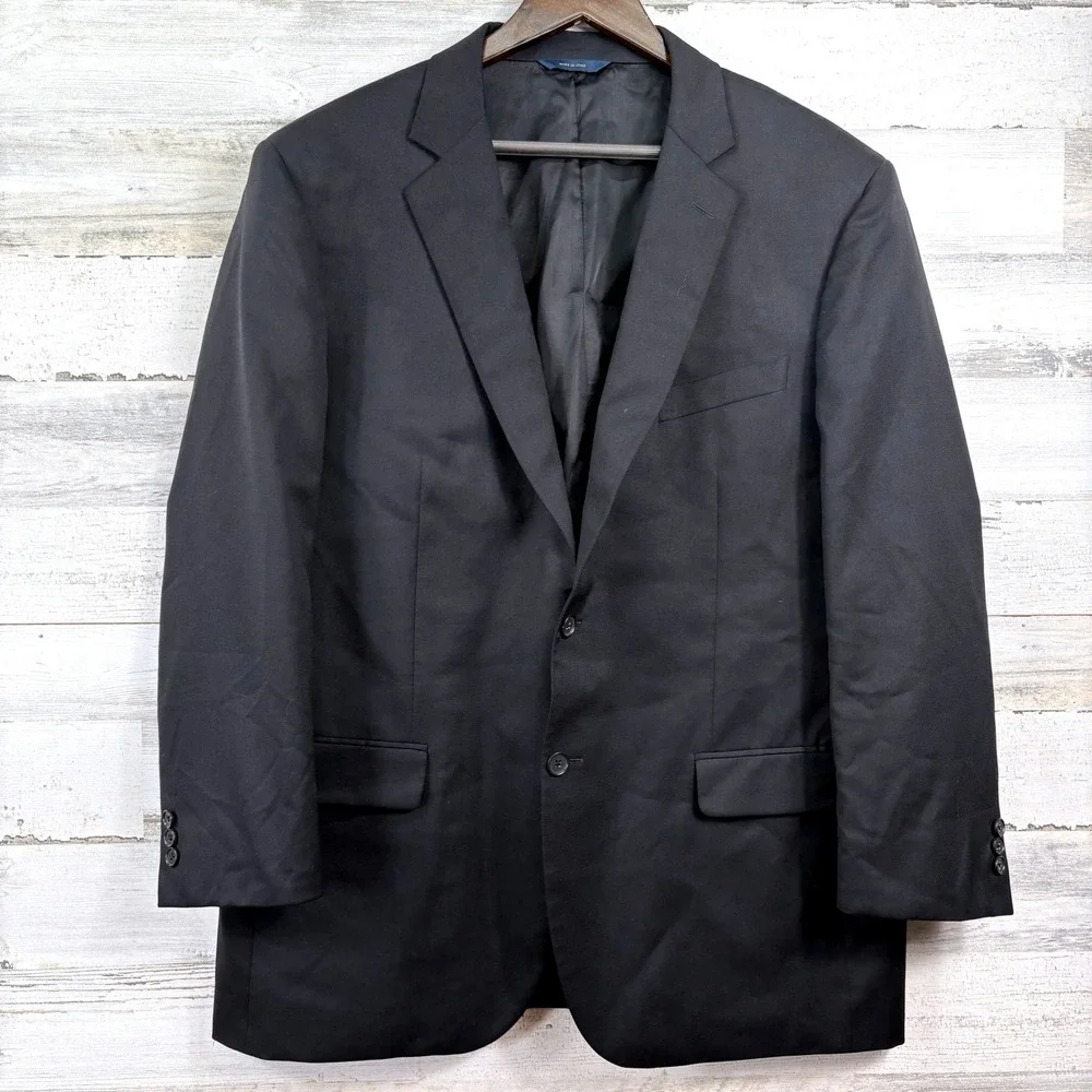 Brooks Brothers Suit Jacket 45R Black 1818 Madison Fit Estrato Italy Wool Blazer